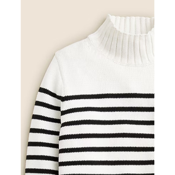 J Crew Cotton Turtleneck Sweater S White Stripe Black NWT CE701 J.Crew Capsule - Picture 2 of 5